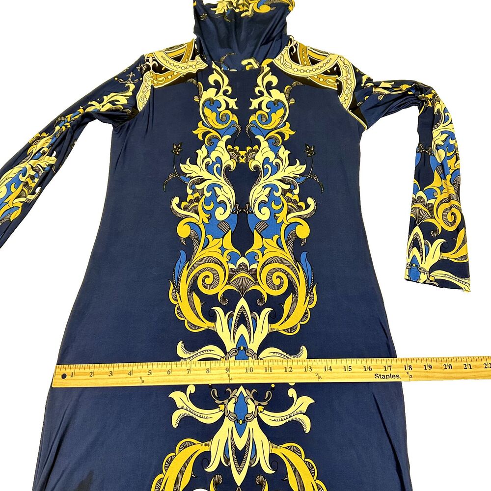 ANALILI Women's Blue Paisley Bodycon Long Sleeve Turtleneck Dress SZ M NWT - Picture 14 of 16